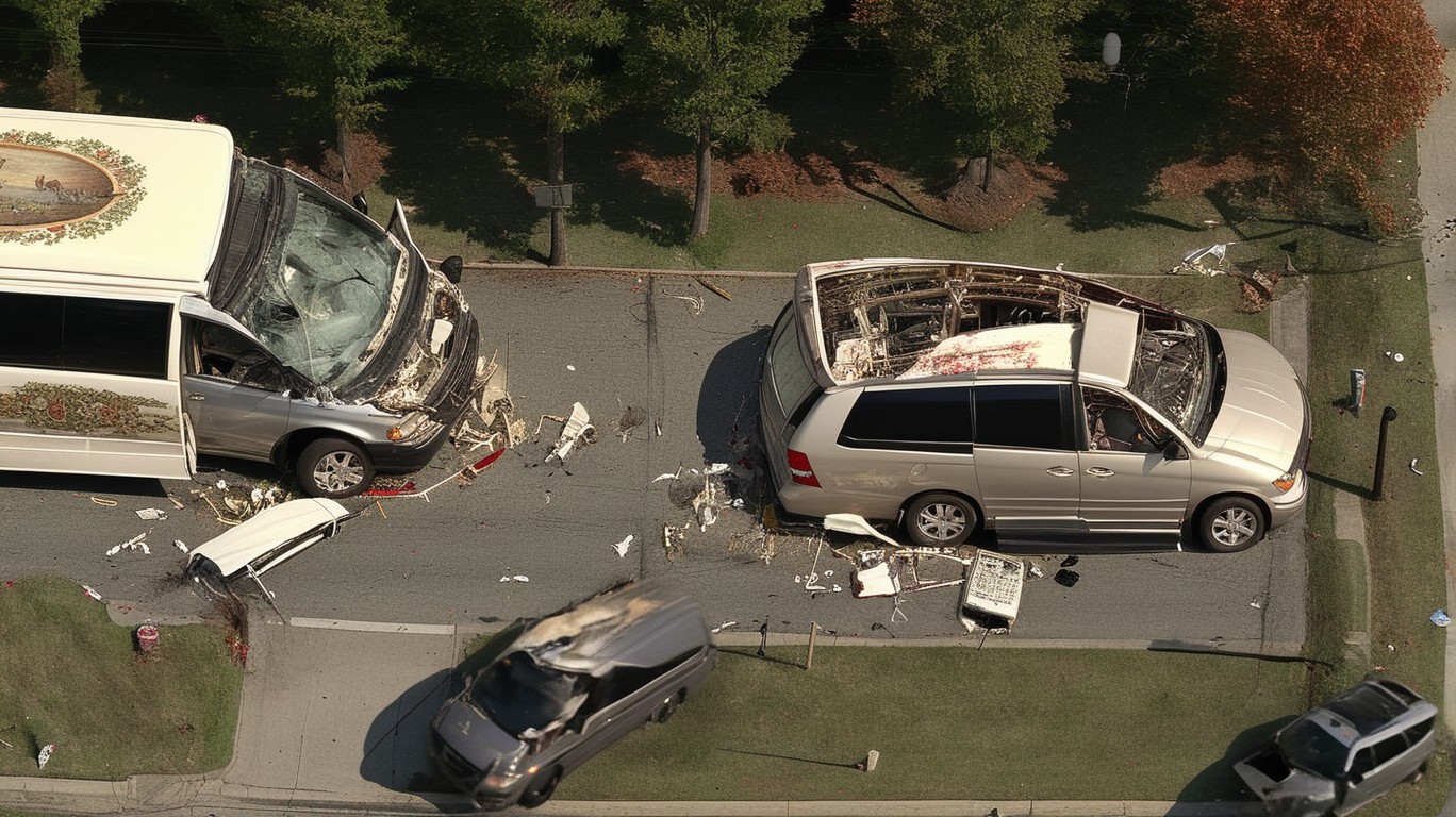 Scene: Minivan collision with a nail salon in Deer Park, Long Island, New York

Prompt: Four souls lost and nine injured severely amidst the wreckage of a chaotic minivan crash into an unsuspecting nail parlor in tranquil Deer Park, Long Island, New York. (Inspired by WCBS- TV news)