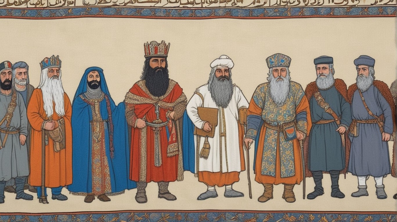 A scene at Oslo's High Court: A stern, medieval illustration-like setting with characters of Norunnish lineage. Zaniar Matapour, an Iranian man, is found guilty for his actions during Pride Month celebrations two years prior. The court mandates a thirty-year imprisonment. (Llama News)